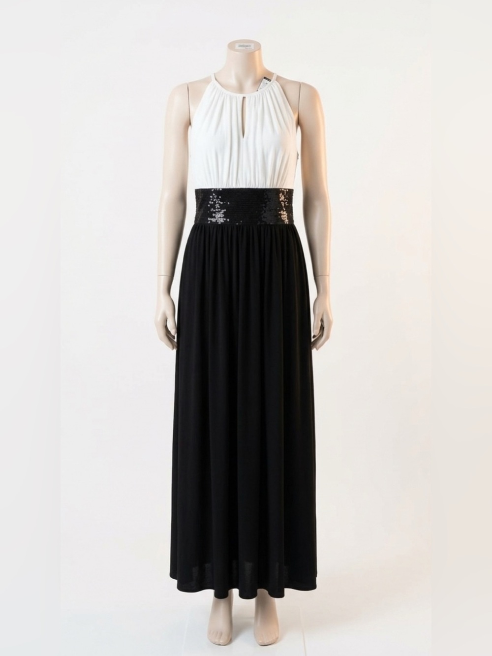 R&M Richards White Tie-Back Long Maxi Dress